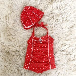 Janie & jack retro infant bathing suit swim cap.